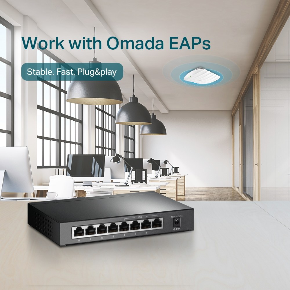 Фото Коммутатор TP-Link SMB TL-SG1008P Коммутатор 8-port Gigabit Switch с 4 портами PoE