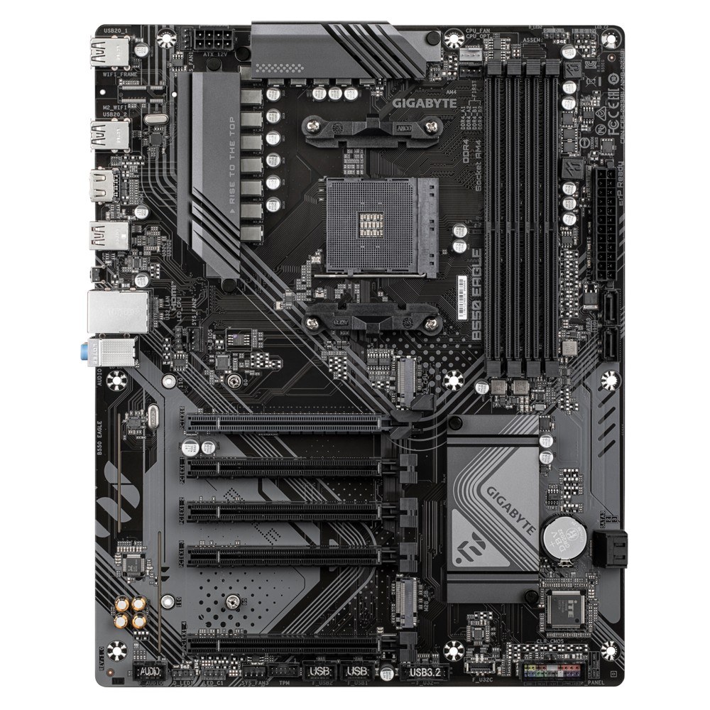 Фото Материнская плата Gigabyte B550 EAGLE, AM4, AMD B550, 4xDDR4, 4xSATA, 2xM.2, 1xPCIe 4.0 x16, 4xPCIe 3.0 x16, 1xHDMI, 1x 1Gb LAN, 1xUSB-C 3.2 Gen 1, 1xUSB-A 3.2 Gen 2, 2xUSB-A 3.2 Gen 1, 4xUSB-A 2.0, 3x3.5 мм, 7.1, ATX