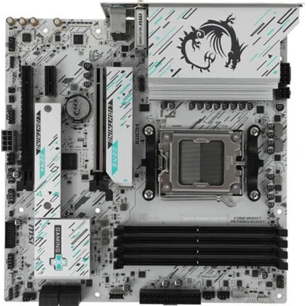 Фото Материнская плата MSI B850M GAMING PLUS WIFI, AM5, AMD B850, 4xDDR5, 4xSATA, 2xM.2, 1xPCIe 5.0 x16, 1xPCIe 4.0 x4, 1xPCIe 3.0 x1, 1xDP, 1xHDMI, 1x5Gb LAN, Wi-Fi 7, Bluetooth 5.4, 3xUSB-C 10Gbps, 3xUSB-A 10Gbps, 3xUSB-A 5Gbps, 3x3.5 мм, 7.1, mATX