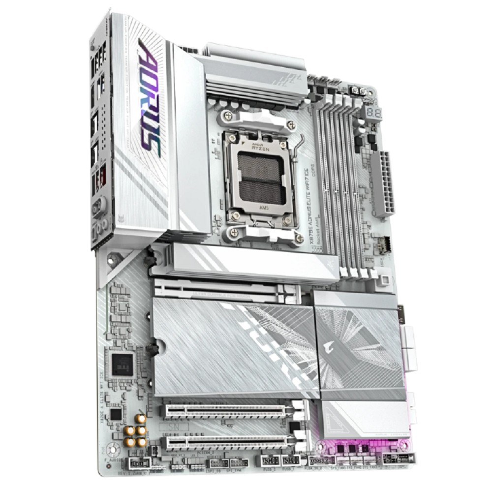 Фото Материнская плата Gigabyte X870E AORUS ELITE WIFI7, AM5, AMD X870E, 4xDDR5, 4xSATA, 4xM.2, 1xPCI-E 5.0 x16, 1xPCI-E 4.0 x4, 1xPCI-E 3.0 x4, 1xHDMI, 1x 2.5Gb LAN, 4xUSB-A 3.2 Gen 1, 2xUSB-A 3.2 Gen 2, 4xUSB-A 2.0, 2xUSB-C 4.0, 2x3.5 мм, 7.1, ATX