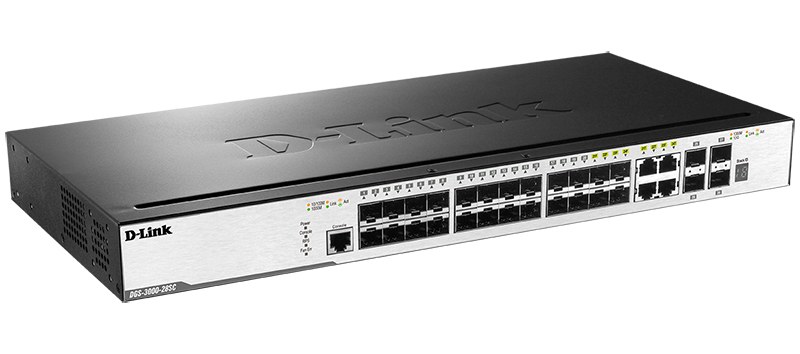Фото Коммутатор D-Link DGS-3000-28SC, 24×1 Гбит/с + 4×1 Гбит/с Combo, управляемый
