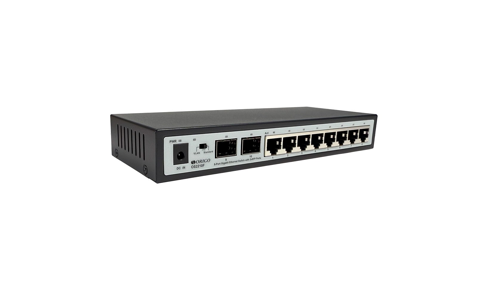 Фото Коммутатор ORIGO OS2210F/A2A Конфигурируемый коммутатор, 8x1000Base-T, 2x1000Base-X SFP, DIP-переключатель, корпус металл