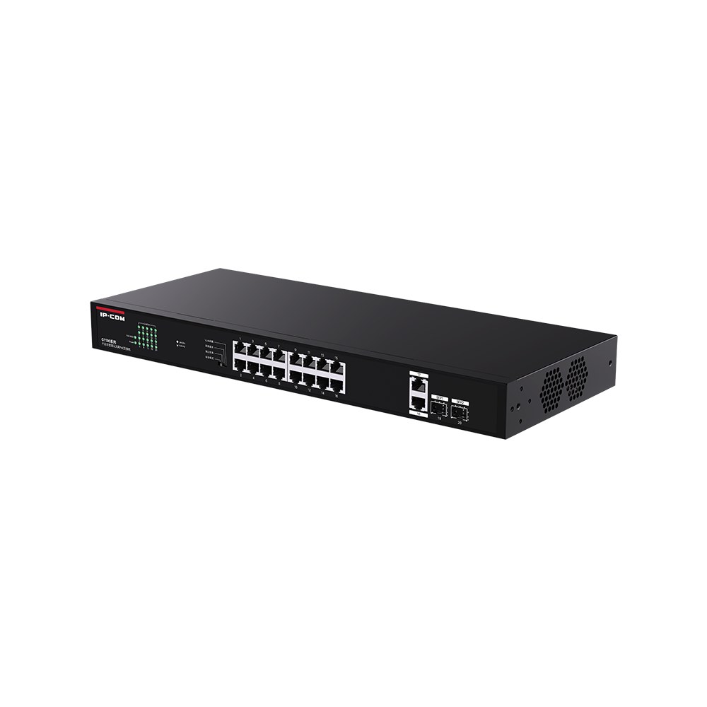 Фото Коммутатор IP-COM G1120P-16-150W, 16×1 Гбит/с PoE + 2×1 Гбит/с + 2×1 Гбит/с SFP, неуправляемый