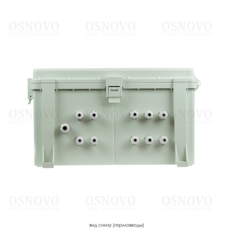 Фото Уличный PoE коммутатор Osnovo SW-60812/WU на 11 портов с термостабилизацией и резервным питанием (АКБ - 2,2Ач). Порты: 6xFE (10/100Base-T) с PoE (до 30W) + 2xFE (10/100Base-T) с PoE (до 60W) + 1xGE (10/100/1000Base-T) + 2xGE SFP (1000Base-X)