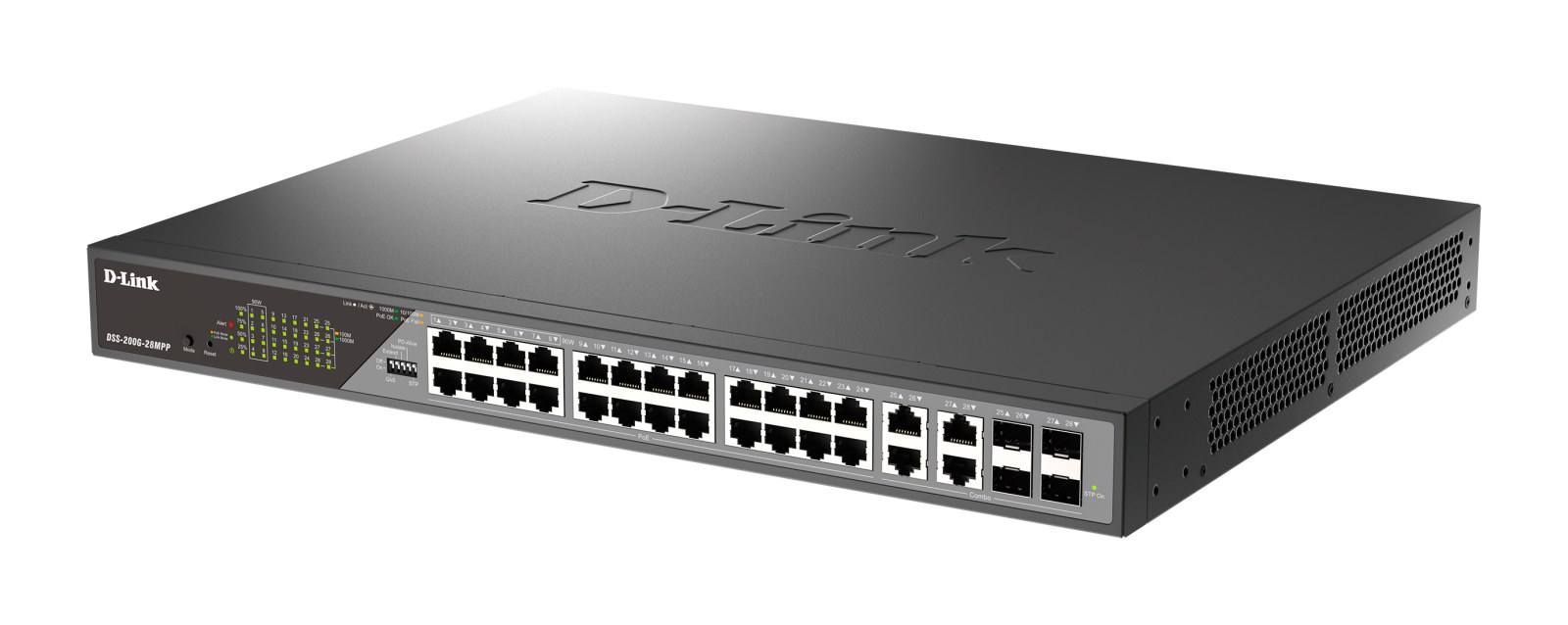 Фото Коммутатор D-Link DSS-200G-28MPP/A1A, 24×1 Гбит/с + 4×1 Гбит/с Combo, настраиваемый