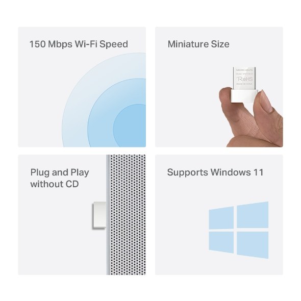 Фото Адаптер Mercusys MW150US N150 Nano Wi-Fi USB-адаптер