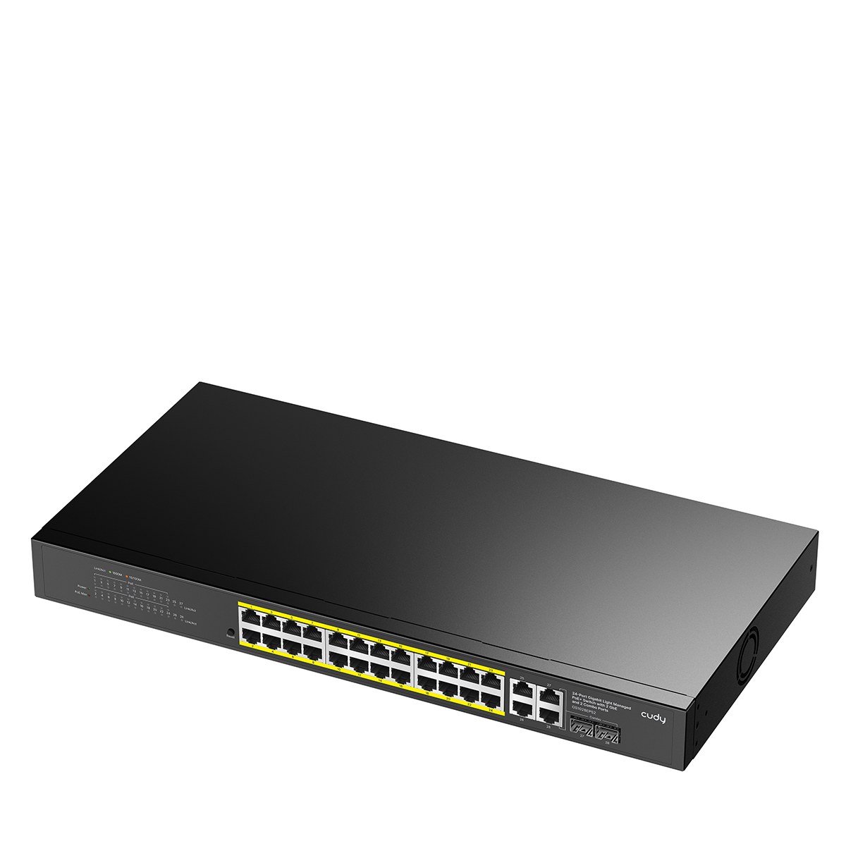 Фото Коммутатор CUDY GS1028EPS2, 24×1 Гбит/с PoE+ + 2×1 Гбит/с + 2×1 Гбит/с SFP (Combo), настраиваемый