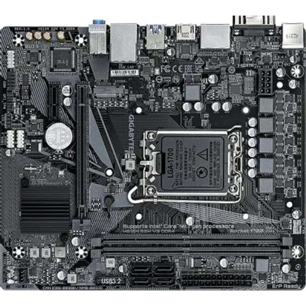 Фото Материнская плата Gigabyte H610M S2H V3 DDR4, LGA 1700, Intel H610, 2xDDR4, 4xSATA, 1xM.2, 1xPCIe 4.0 x16, 1xPCIe x1, 1xHDMI, 1xDP, 1xVGA, 1x 1Gb LAN, 2xUSB-A 3.2 Gen 1, 4xUSB-A 2.0, 3x 3.5 мм, 7.1, mATX