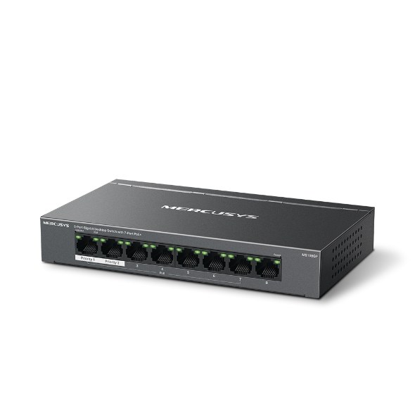 Фото Коммутатор настольный Mercusys MS108GP с 8 гигабитными портами (7 портов PoE+)