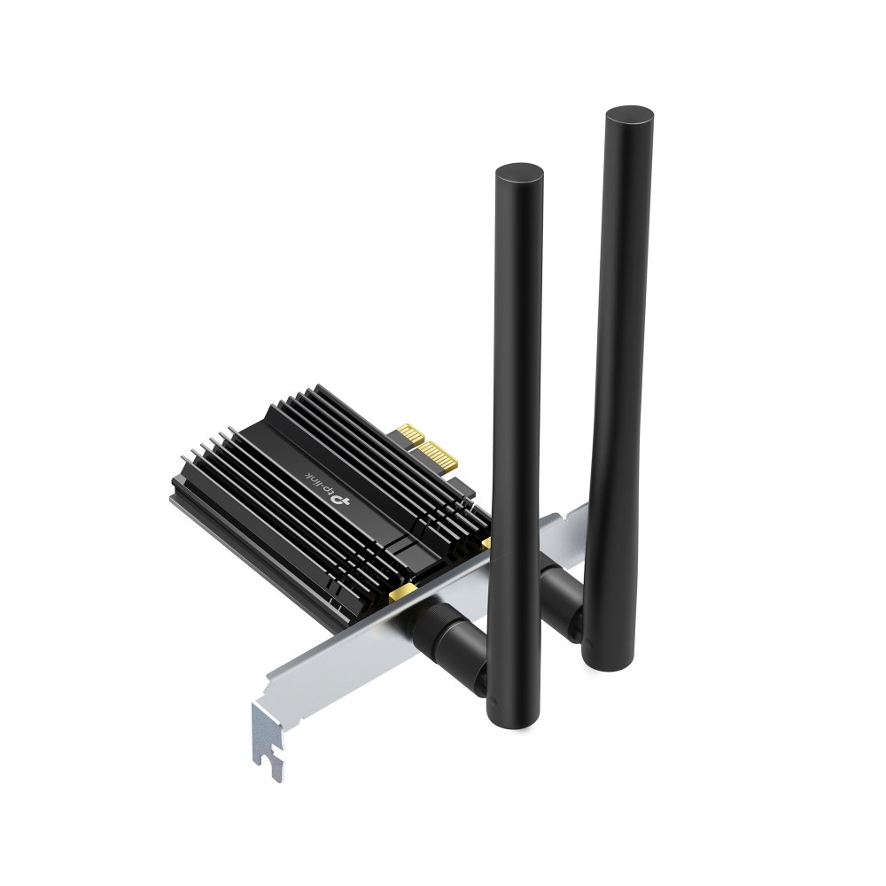 Фото Адаптер Tp-Link ARCHER TX50E 11AX 3000Mbps dual-band PCI-E adapter, 2402Mbps at 5G and 574Mbps at 2.4G, support Bluetooth 5.0, WPA2 encryption, two external Antennas.