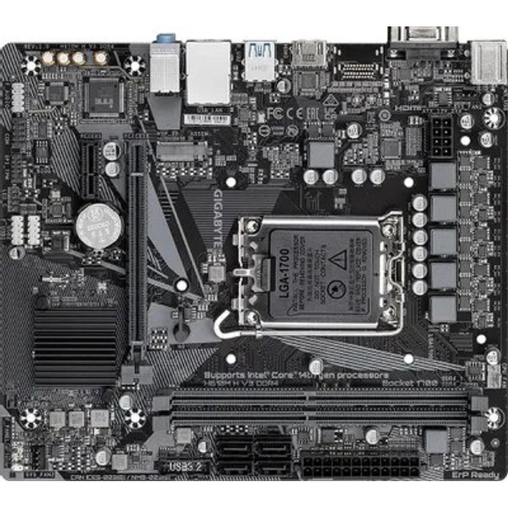 Фото Материнская плата Gigabyte H610M H V3 DDR4, LGA 1700, Intel H610, 2xDDR4, 4xSATA, 1xM.2, 1xPCIe 4.0 x16, 1xPCIe x1, 1xHDMI, 1x 1Gb LAN, 2xUSB-A 3.2 Gen 1, 4xUSB-A 2.0, 3x 3.5 мм, 7.1, mATX