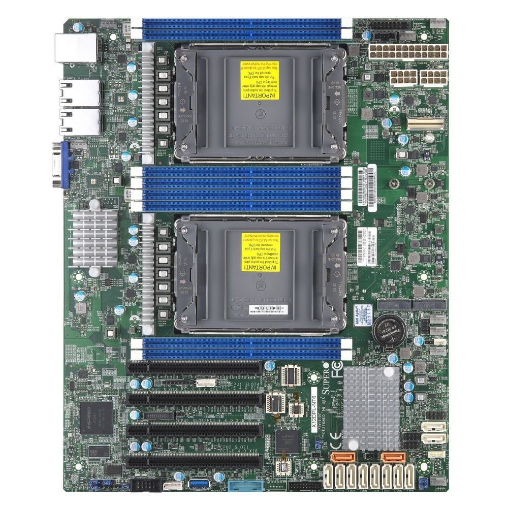 Фото Материнская плата серверная SuperMicro X12SPL-F-B, сокет LGA4189, Intel C621A, DDR4 ECC, 8xDDR4, 2xPCIe 4.0 x16, 5xPCIe x8, 10xSATA, 1xM.2, 2xUSB 3.2, 2xUSB 2.0, 2xRJ-45, VGA, ATX