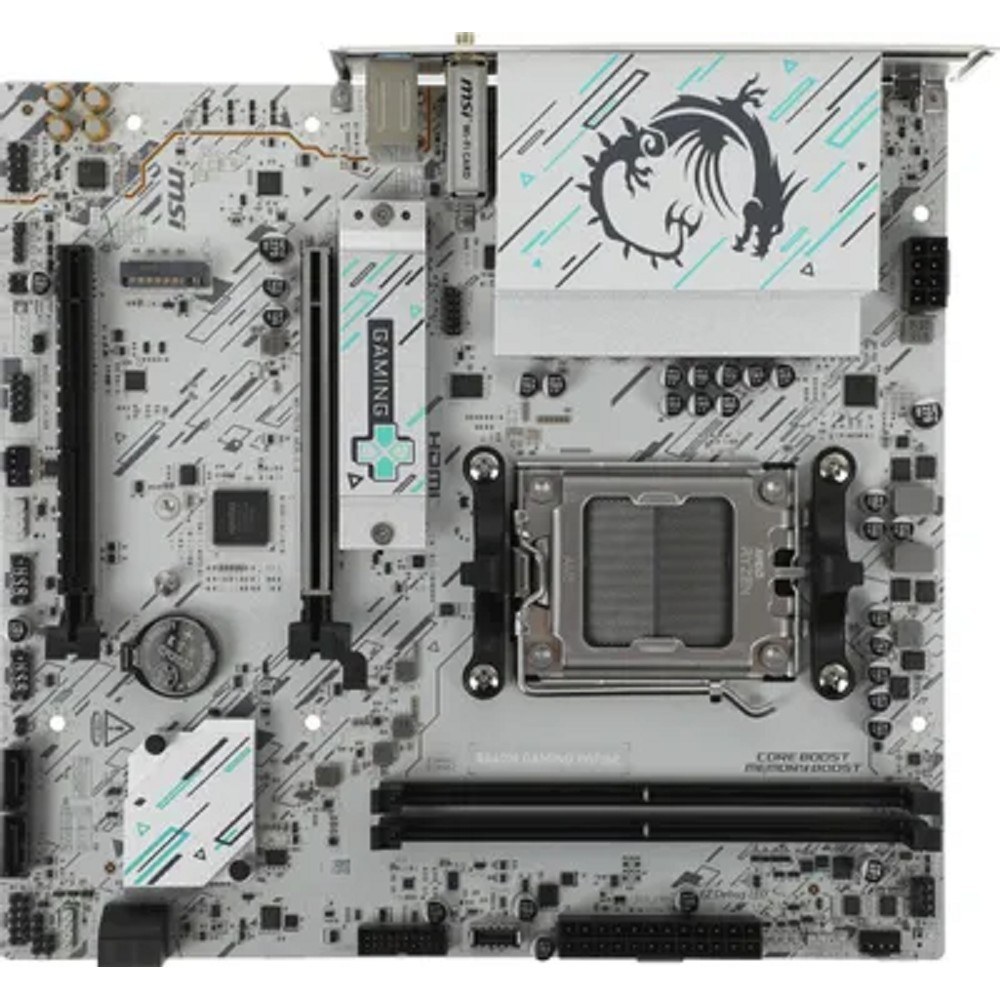Фото Материнская плата MSI B840M GAMING WIFI6E, AM5, AMD B840, 2xDDR5, 4xSATA, 2xM.2, 1xPCIe 4.0 x16, 1xPCIe 3.0 x4, 1xDP, 1xHDMI, 1x2.5Gb LAN, Wi-Fi 6E, Bluetooth 5.3, 4xUSB-A 5Gbps, 2xUSB-A 2.0, 2x3.5 мм, 7.1, mATX