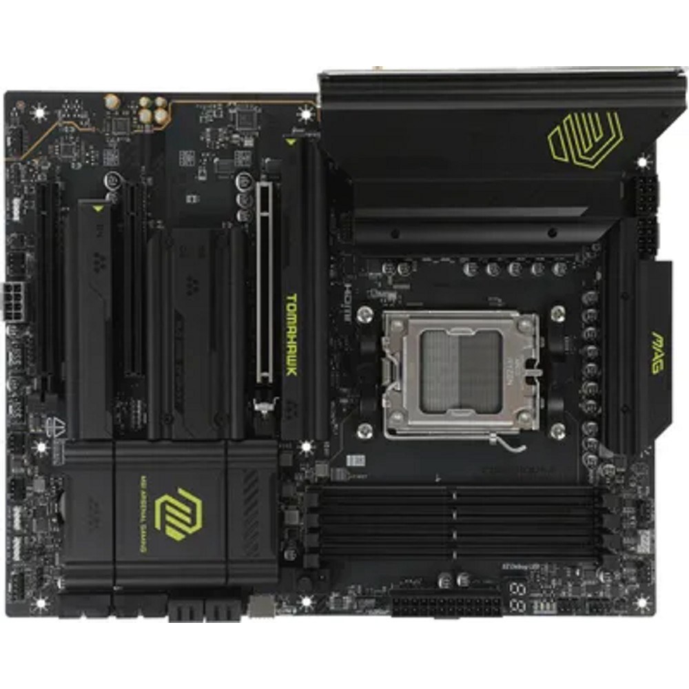 Фото Материнская плата MSI MAG X870 TOMAHAWK WIFI, AM5, AMD X870, 4xDDR5, 4xSATA, 4xM.2, 1xPCI-E 3.0 x1, 1xPCI-E 4.0 x4, 1xPCI-E 5.0 x16, 1xHDMI, 2xUSB Type-C, 1x2.5Gb LAN, 2xUSB-A 3.2 Gen 1, 2xUSB-A 3.2 Gen 2, 2x3.5 мм, 7.1, Standard-ATX