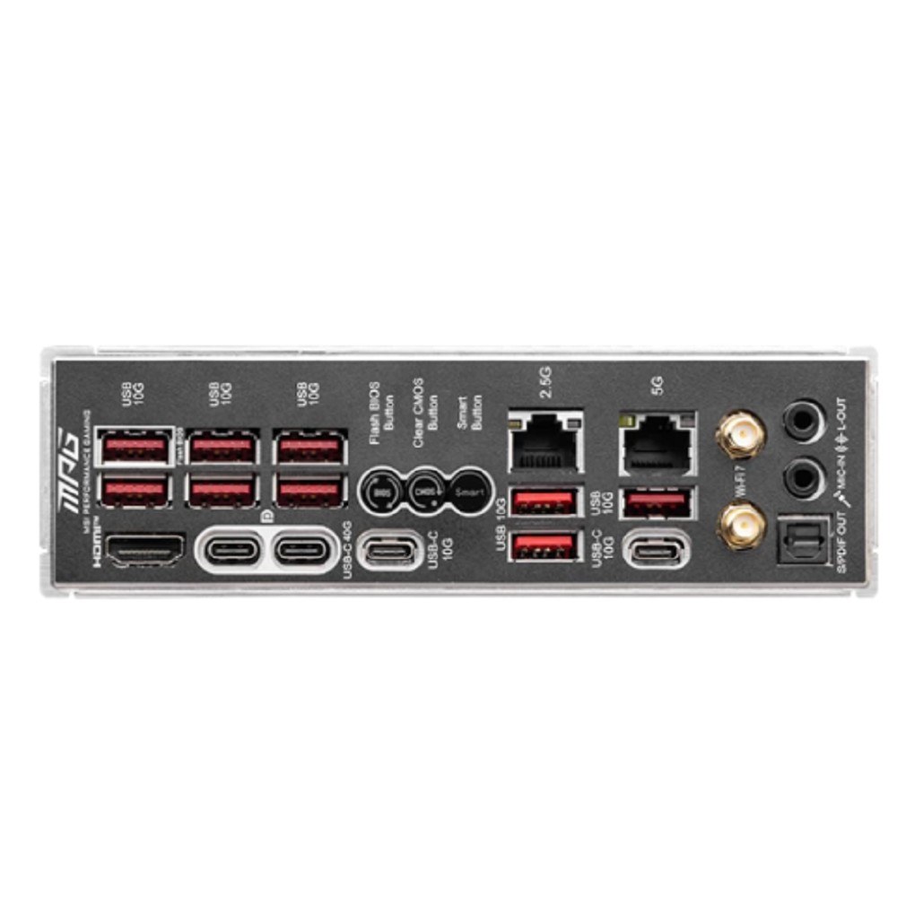 Фото Материнская плата MSI MPG X870E CARBON WIFI, AM5, AMD X870E, 4xDDR5, 4xSATA, 4xM.2, 1xPCIe 5.0 x16, 1xPCIe 5.0 x4, 1xPCIe 4.0 x4, 1xHDMI, 2xUSB-C, 2x1Gb LAN, 9xUSB 3.2 Gen 2, 2xUSB4, 2x3.5 мм, 7.1, ATX