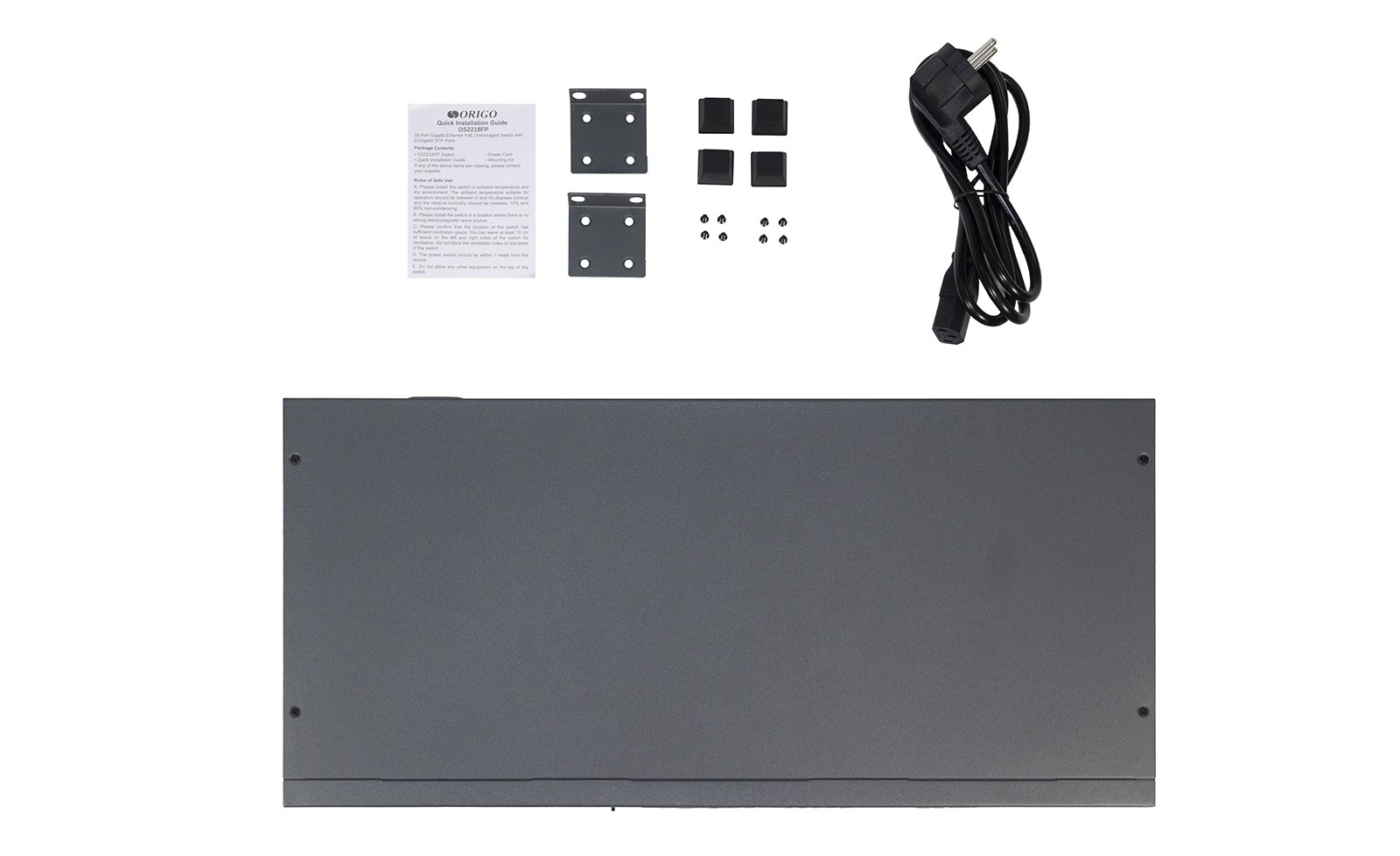 Фото Коммутатор Unmanaged Switch 16x1000Base-T PoE, 2x1000Base-X SFP, PoE Budget 200W, Long-range PoE up to 250m, 19" w/brackets