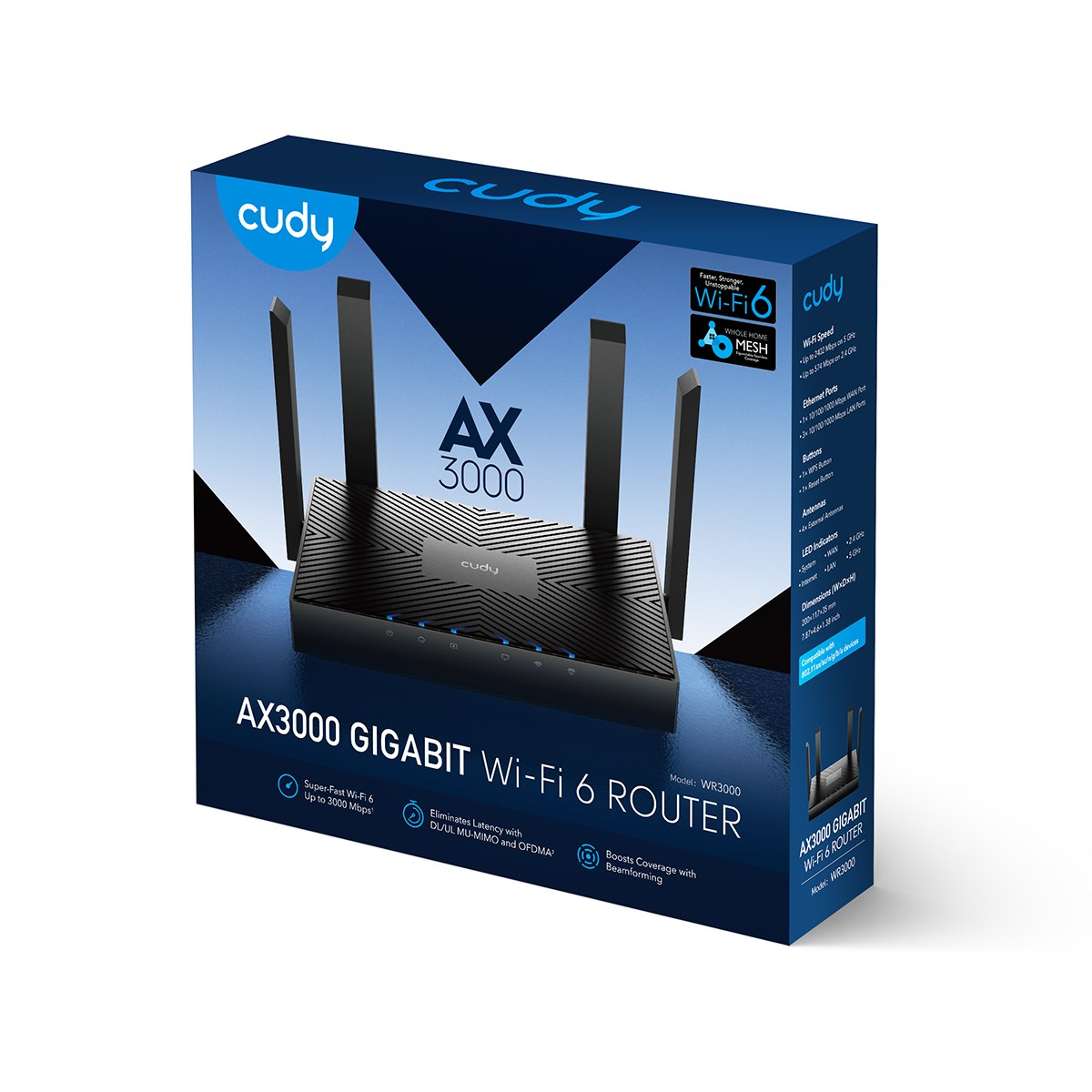 Фото Роутер Cudy WR3000 AX3000 10/100BASE-TX/Wi-Fi черный