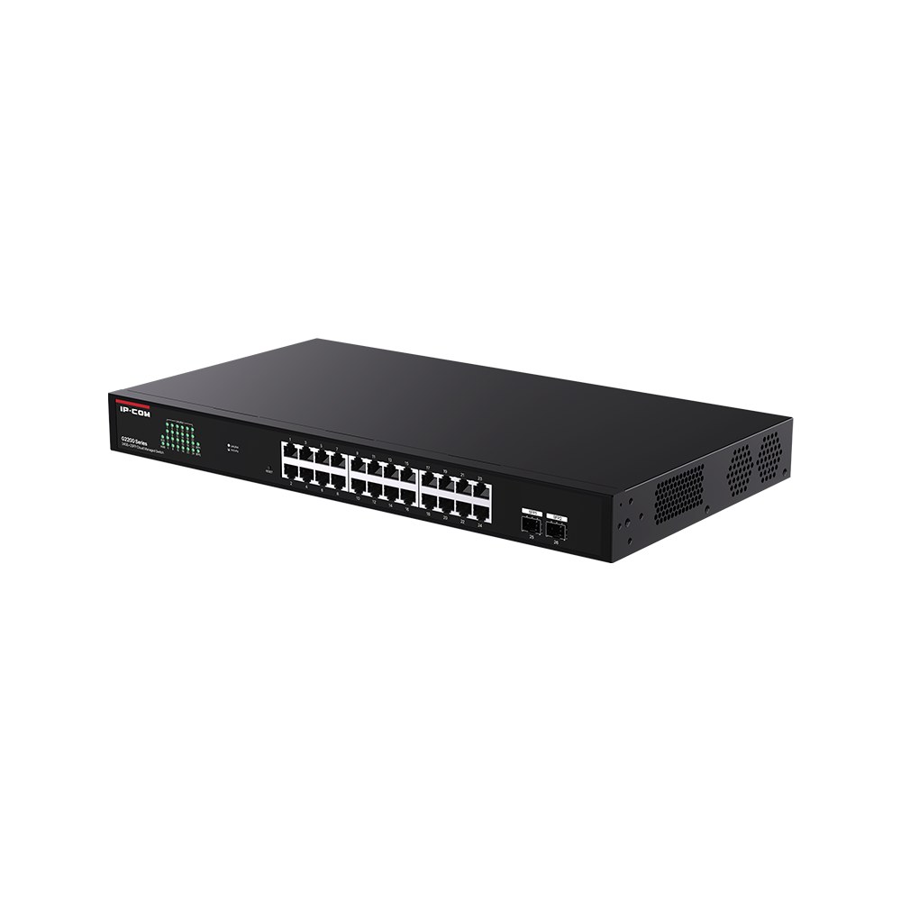 Фото Коммутатор управляемый IP-COM G2226F, 24x1 Гбит/с, SFP 2x1 Гбит/с, черный