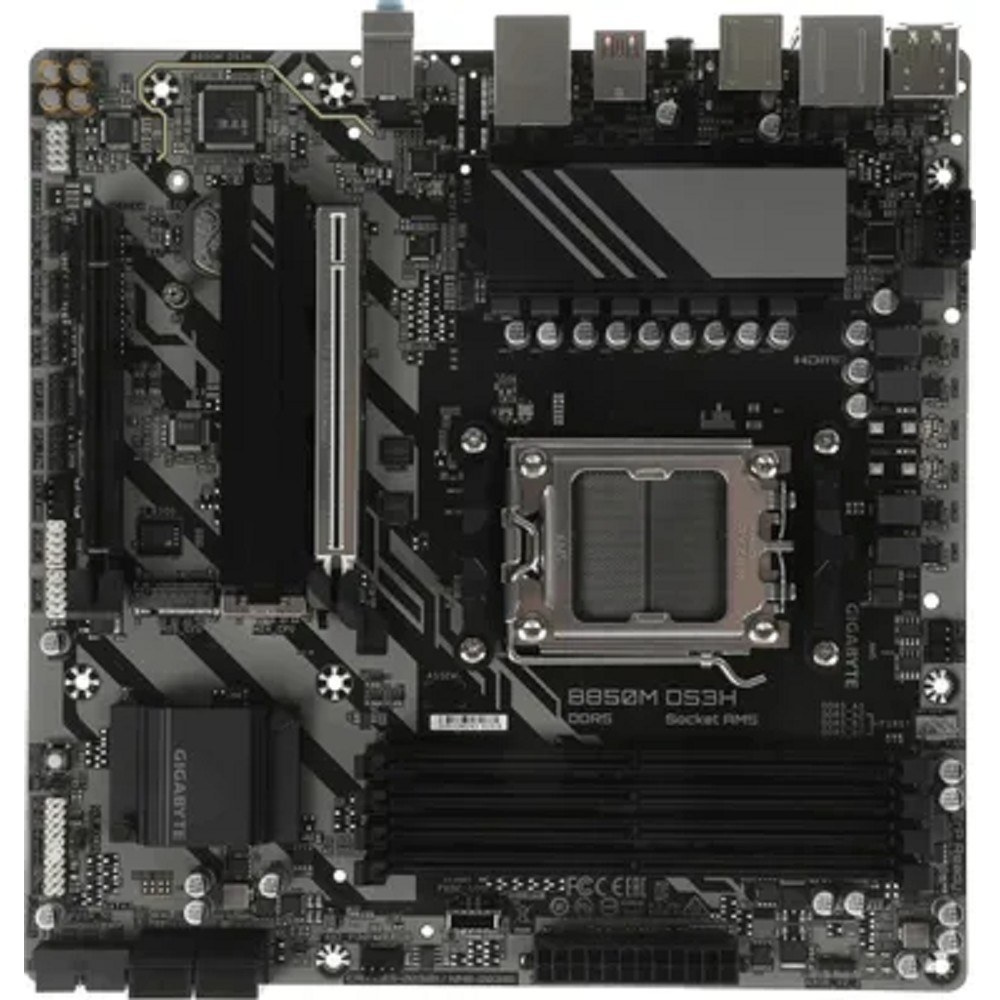 Фото Материнская плата Gigabyte B850M DS3H, AM5, AMD B850, 4xDDR5, 4xSATA, 2xM.2, 1xPCIe 5.0 x16, 1xPCIe 3.0 x4, 1xHDMI, 2xDP, 1x 2.5Gb LAN, 3xUSB-A 3.2 Gen 1, 1xUSB-A 3.2 Gen 2, 4xUSB-A 2.0, 1xUSB-C 3.2 Gen 2, 3x3.5 мм, 7.1, mATX