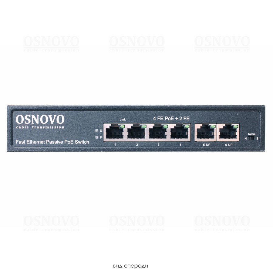 Фото Коммутатор Osnovo SW-20600/A(80W) 6x100Mb 4PoE+ 80W неуправляемый