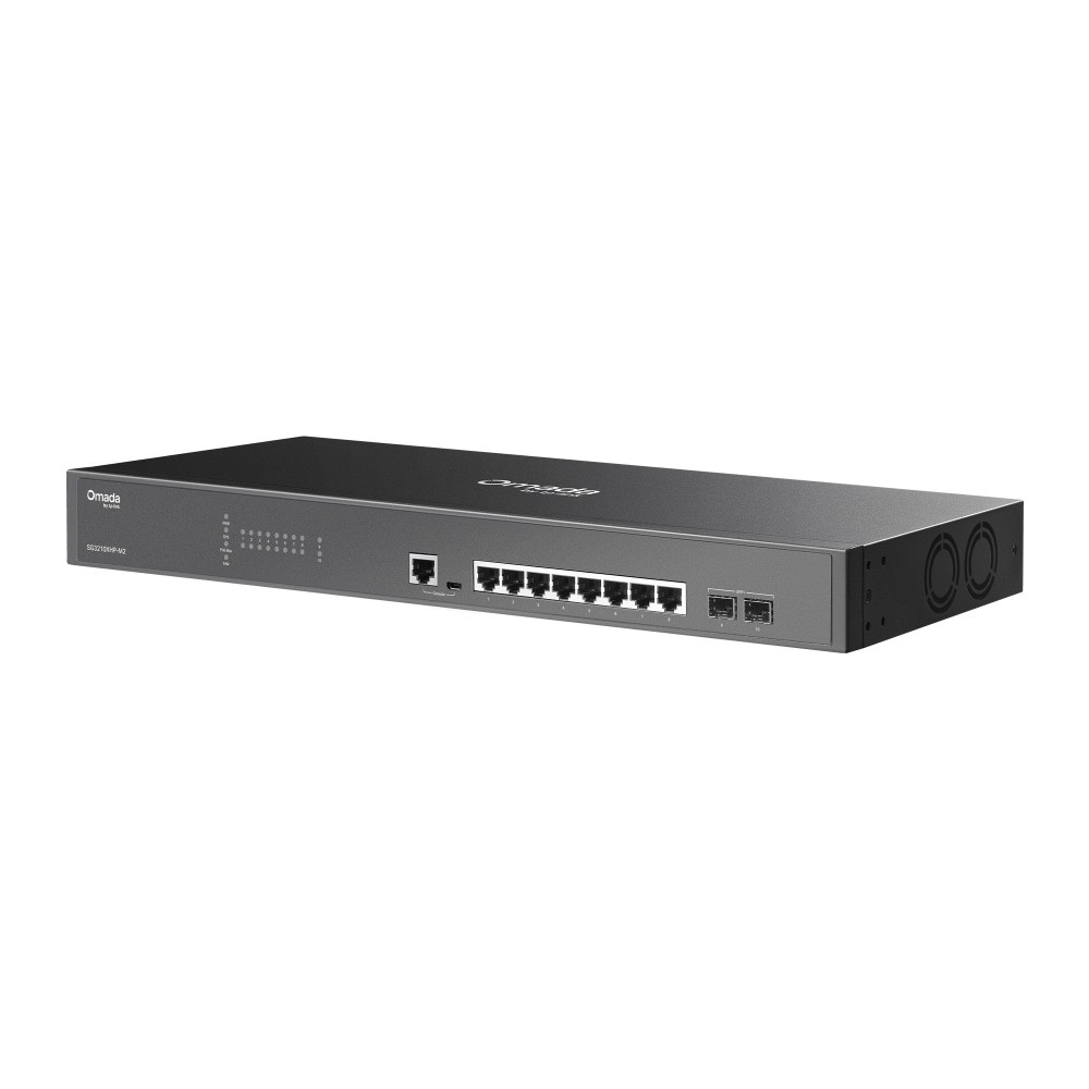 Фото Коммутатор управляемый TP-Link SG3210XHP-M2 JetStream уровня 2+ с 8 портами PoE+ 2,5 Гбит/с и 2 портами SFP+