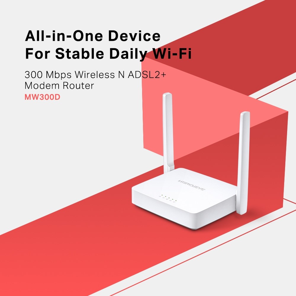 Фото Роутер беспроводной Mercusys MW300D N300 10/100BASE-TX/ADSL