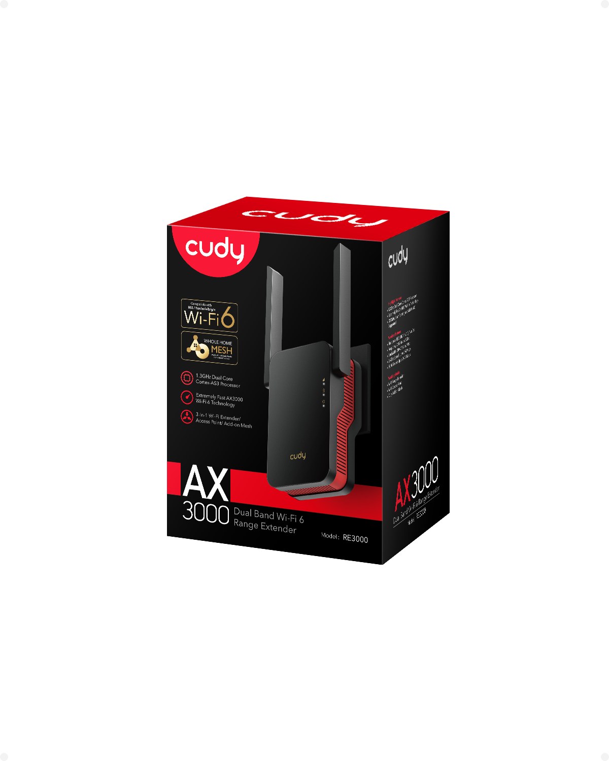 Фото Повторитель беспроводного сигнала Cudy RE3000 AX3000 Wi-Fi черный