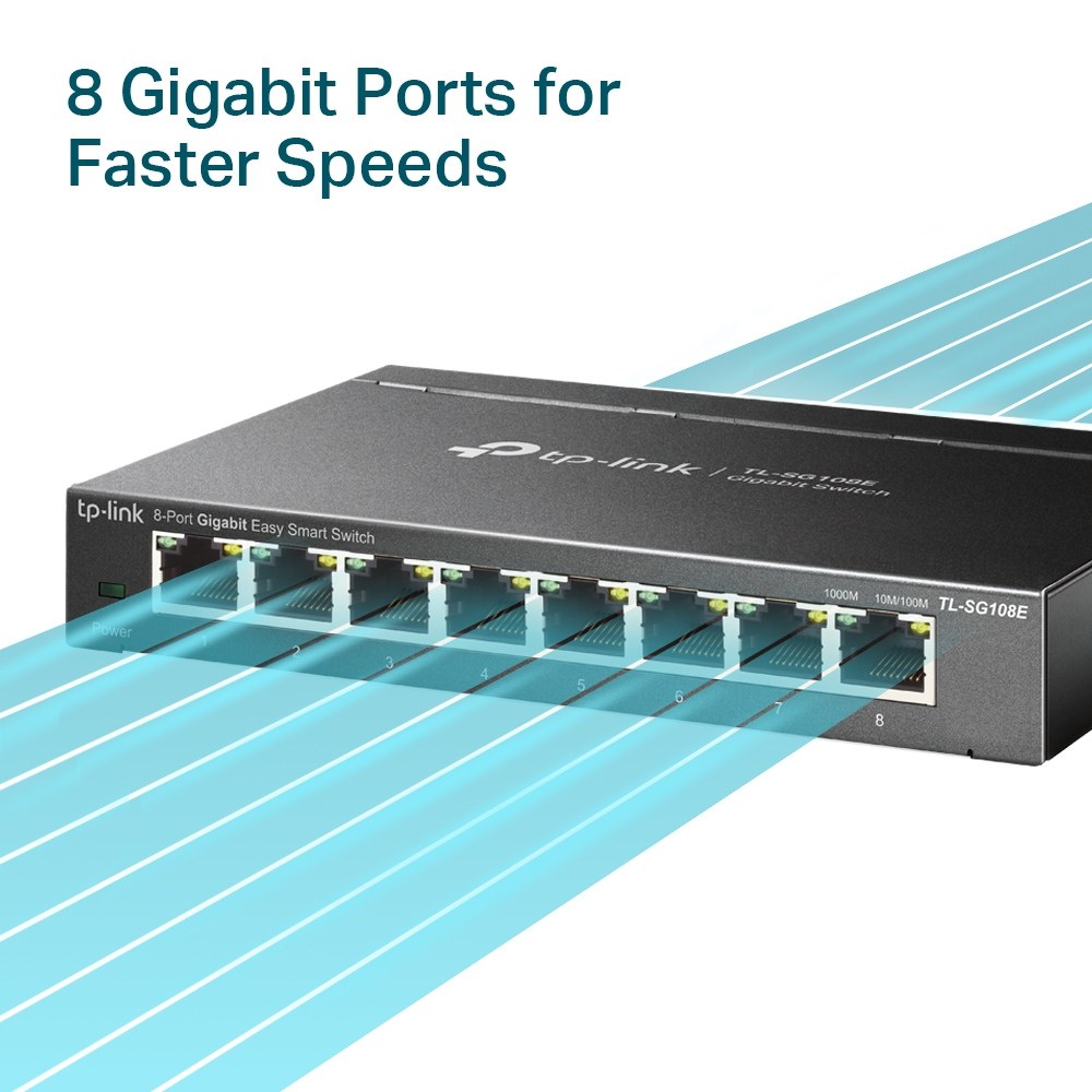 Фото Коммутатор TP-Link SMB TL-SG108E 8-port Desktop Gigabit Switch, 8 10/100/1000M RJ45 ports
