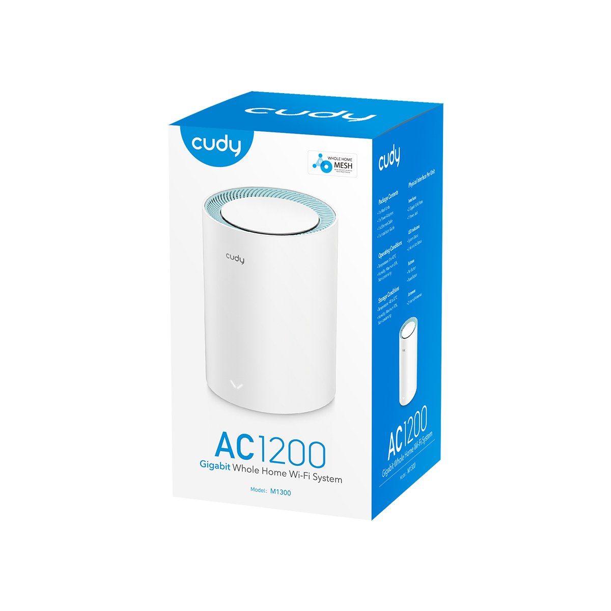 Фото Бесшовный Mesh роутер Cudy M1300(1-Pack) AC1200 10/100/1000BASE-TX белый