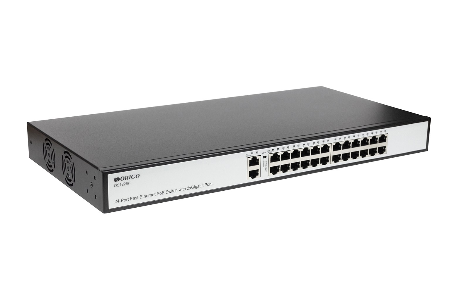 Фото Коммутатор неуправляемый PoE ORIGO OS1226P/285W/A1A 24x100Base-TX PoE+, 2x1000Base-T, PoE-бюджет 285 Вт, корпус металл