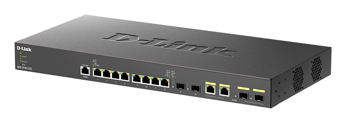 Фото Коммутатор D-Link DXS-1210-12TC, 10 Gigabit Ethernet Smart Switch with 8-port 10GBASE-T + 2-port SFP + 2-port 10GBASE-T/SFP