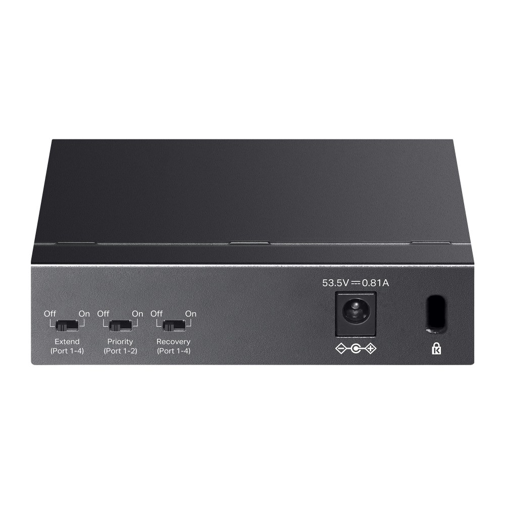 Фото Коммутатор 5-Port 10/100Mbps Unmanaged Switch with 4-Port PoE, meta case, desktop mount, PoE budget 41W.