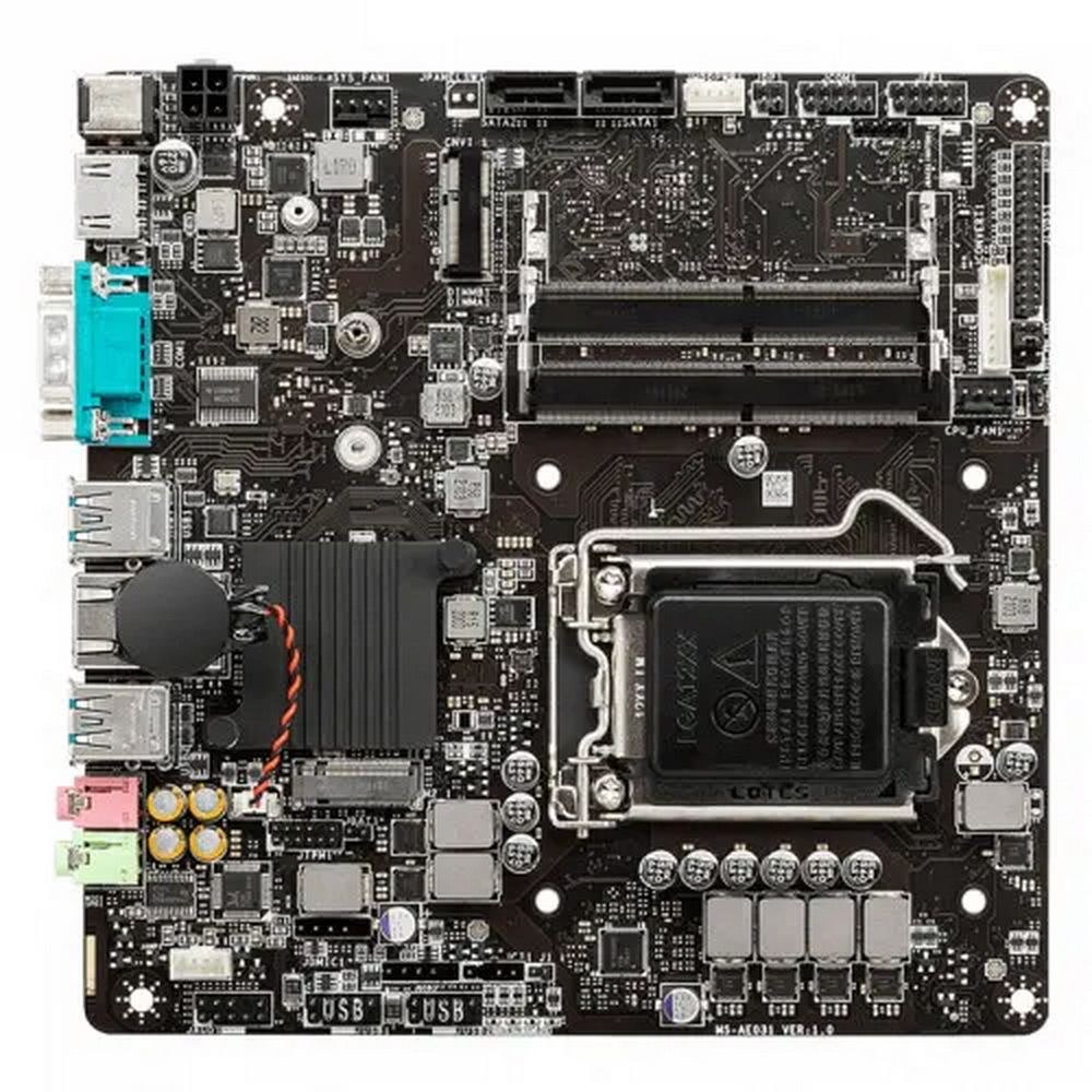 Фото Материнская плата WEIBU WB H510 (LGA1200 10-11Gen (TDP 65W), H510, SO-DDR4(2666MHz)x2, 1xM.2-M 2260/2280,1xM.2-E 2230, 2xSATA3, 4xUSB 3.0, 1xCOM, 1xHDMI, 1xGBLan, 1xMic, 1x Audio out, Thin-ITX) С ГАСКЕТКОЙ