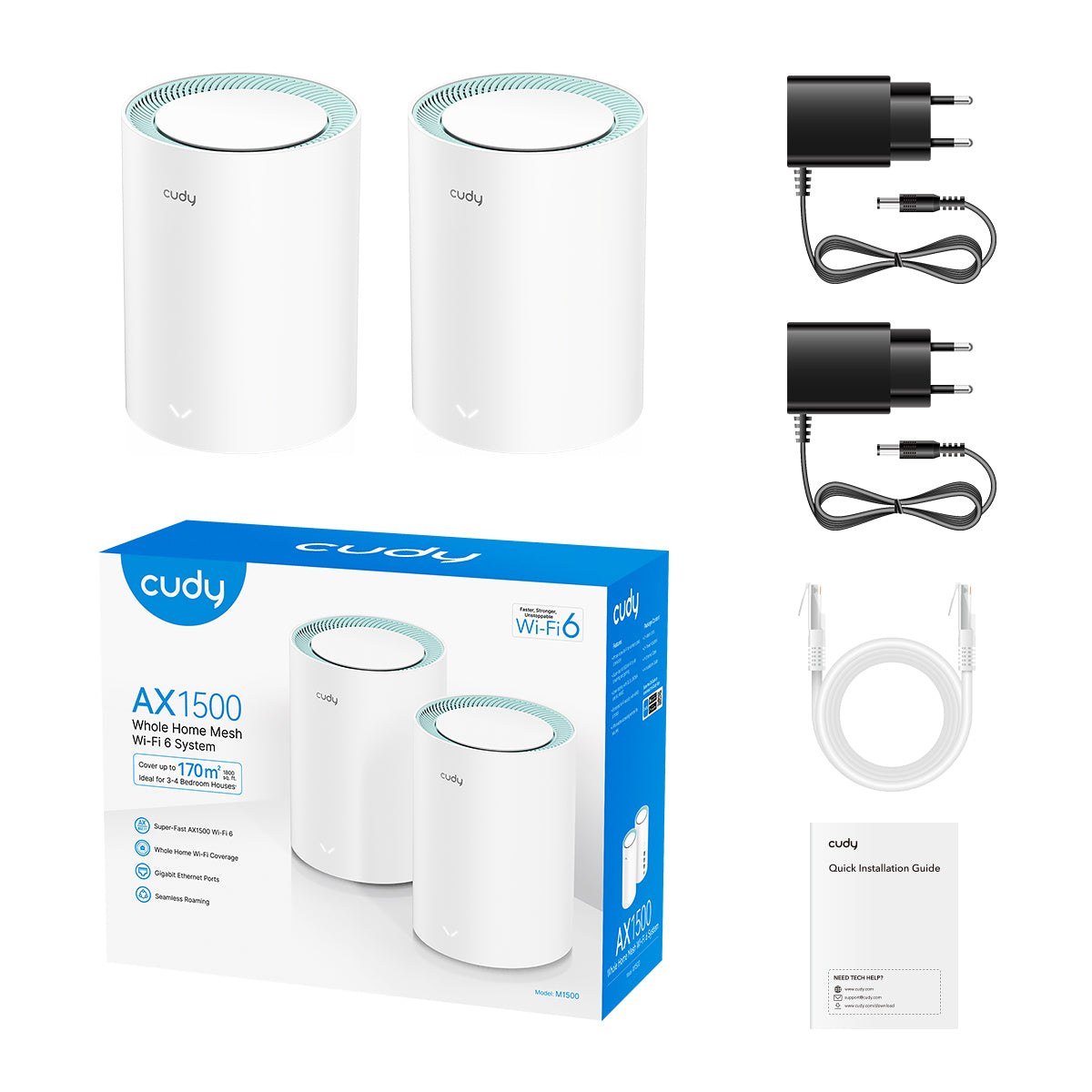 Фото Бесшовный Mesh роутер Cudy M1500 (M1500(1-PACK)) AX1500 10/100/1000BASE-TX