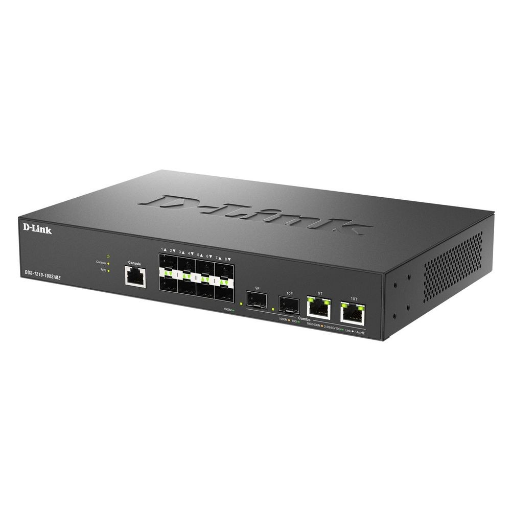 Фото Коммутатор D-Link DGS-1210-10XS/ME/C1A Управляемый L2 коммутатор с 8 портами 1000Base-X SFP и 2 комбо-портами 10Gbase-T/SFP+