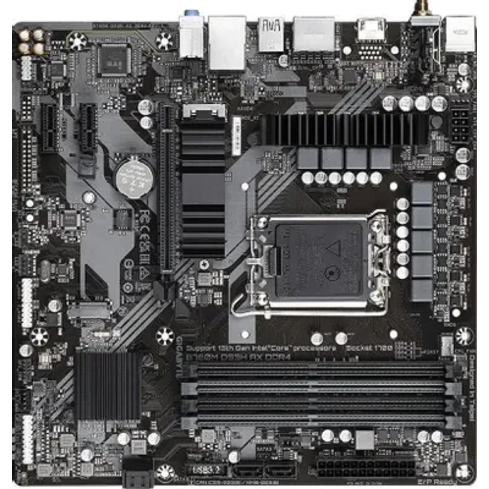 Фото Материнская плата Gigabyte B760M DS3H AX DDR4 (V1.2/V1.3), LGA 1700, Intel B760, 4xDDR4, 4xSATA, 2xM.2, 1xPCI-E 4.0 x16, 2xPCI-E 4.0 x1, 1xHDMI, 2xDP, 1x 2.5Gb LAN, 3xUSB 3.2 Gen 1, 2xUSB 2.0, 3x3.5 мм, 7.1, Micro-ATX