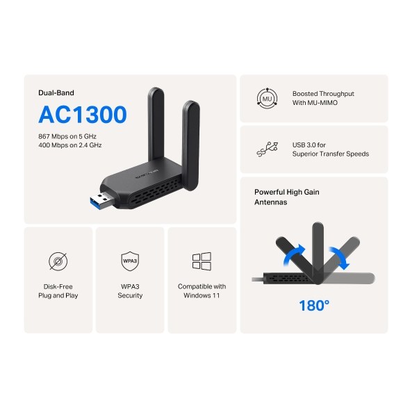 Фото Беспроводной USB-адаптер Mercusys MA32H черный
