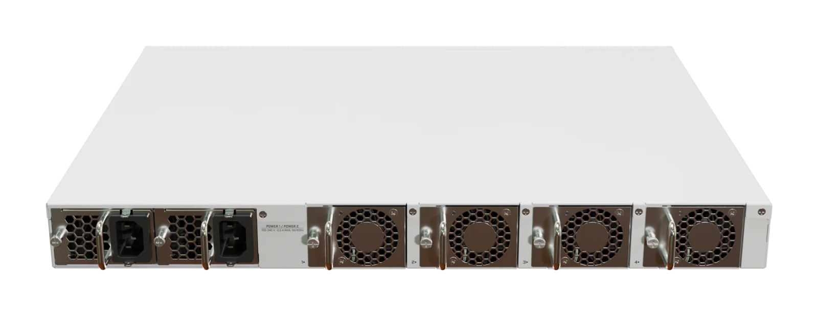 Фото Коммутатор MikroTik CRS520-4XS-16XQ-RM Cloud Router Switch with Quad-Core AL52400 2 GHz CPU, 4 Gb RAM, 98CX8410 switch chip, 2 x 10G Eth ports, 4 x 25G SFP28 ports, 16 x 100G QSFP28 ports, RouterOS L5, 1U rackmount enclosure, dual hot-swap PSU, 4 x hot-sw