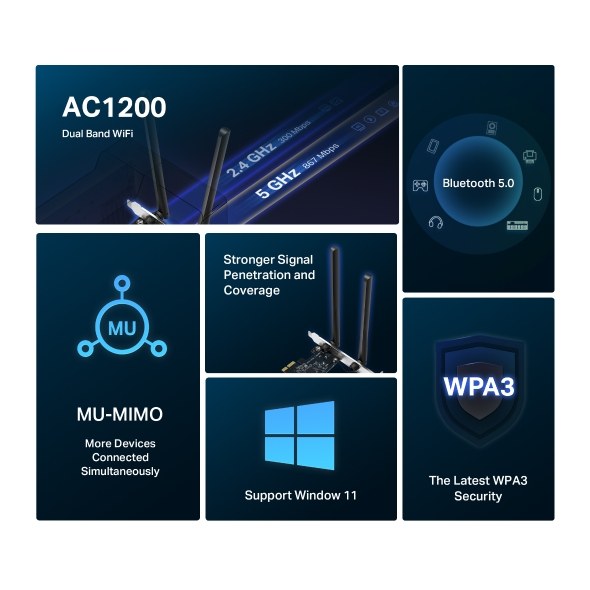 Фото Wi-Fi Bluetooth PCI Адаптер Mercusys AC1200 Dual-Band Wi-Fi Bluetooth PCI Express Adapter