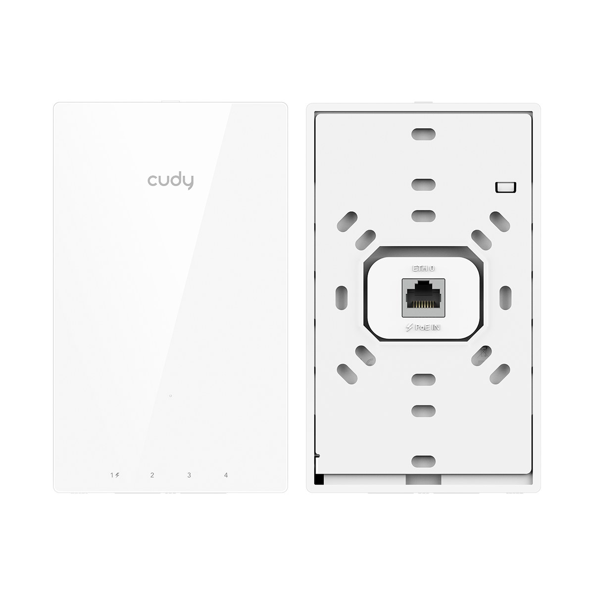 Фото Точка доступа Wi-Fi Cudy AX3000 Gigabit Wall-Plate Wi-Fi 6 Access Point AX3000 Dual Band Wi-Fi 6 Wall Plate Access Point, Chipset MT7981+MT7531AE+MT7976CN, 802.11ax/ac/a/b/g/n, 2402Mbps at 5GHz + 574Mbps at 2.4GHz, 1 x Gigabit PoE-IN Port, 802.3af/at, 4 x