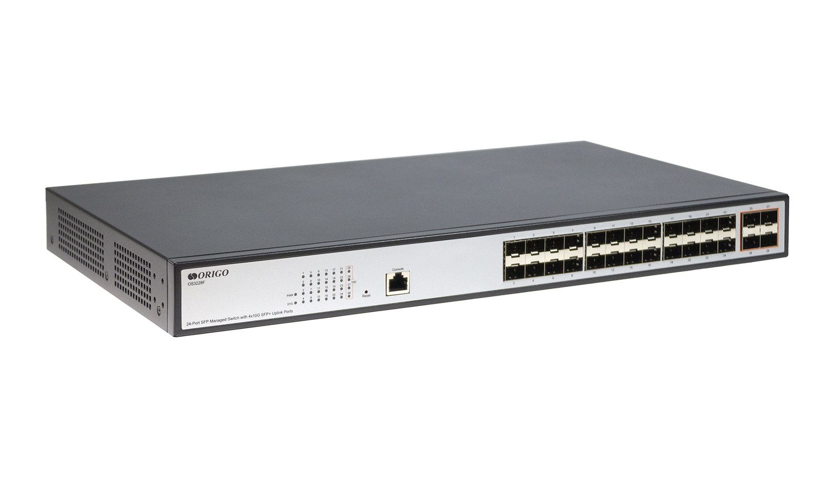 Фото Коммутатор ORIGO Managed L3 Switch 24x1000Base-X SFP, 4x10Gbase-X SFP+, RJ45 Console, 19" w/brackets