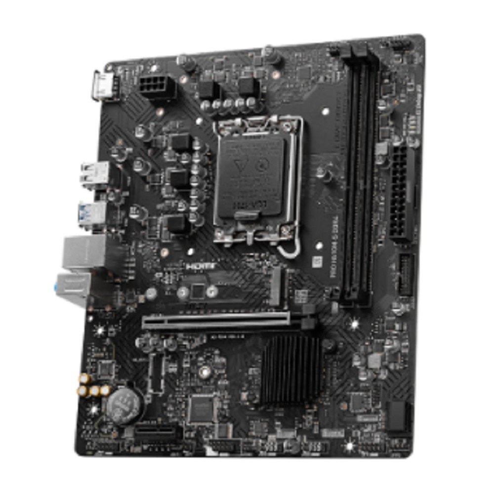 Фото Материнская плата MSI PRO H610M-S DDR4, LGA 1700, Intel H610, 2xDDR4, 2xSATA, 1xM.2, 1xPCIe 4.0 x16, 1xPCIe 3.0 x1, 1xHDMI, 1x1Gb LAN, 4xUSB 2.0, 2xUSB 3.2 Gen 1, 3x3.5 мм, 7.1, Micro-ATX