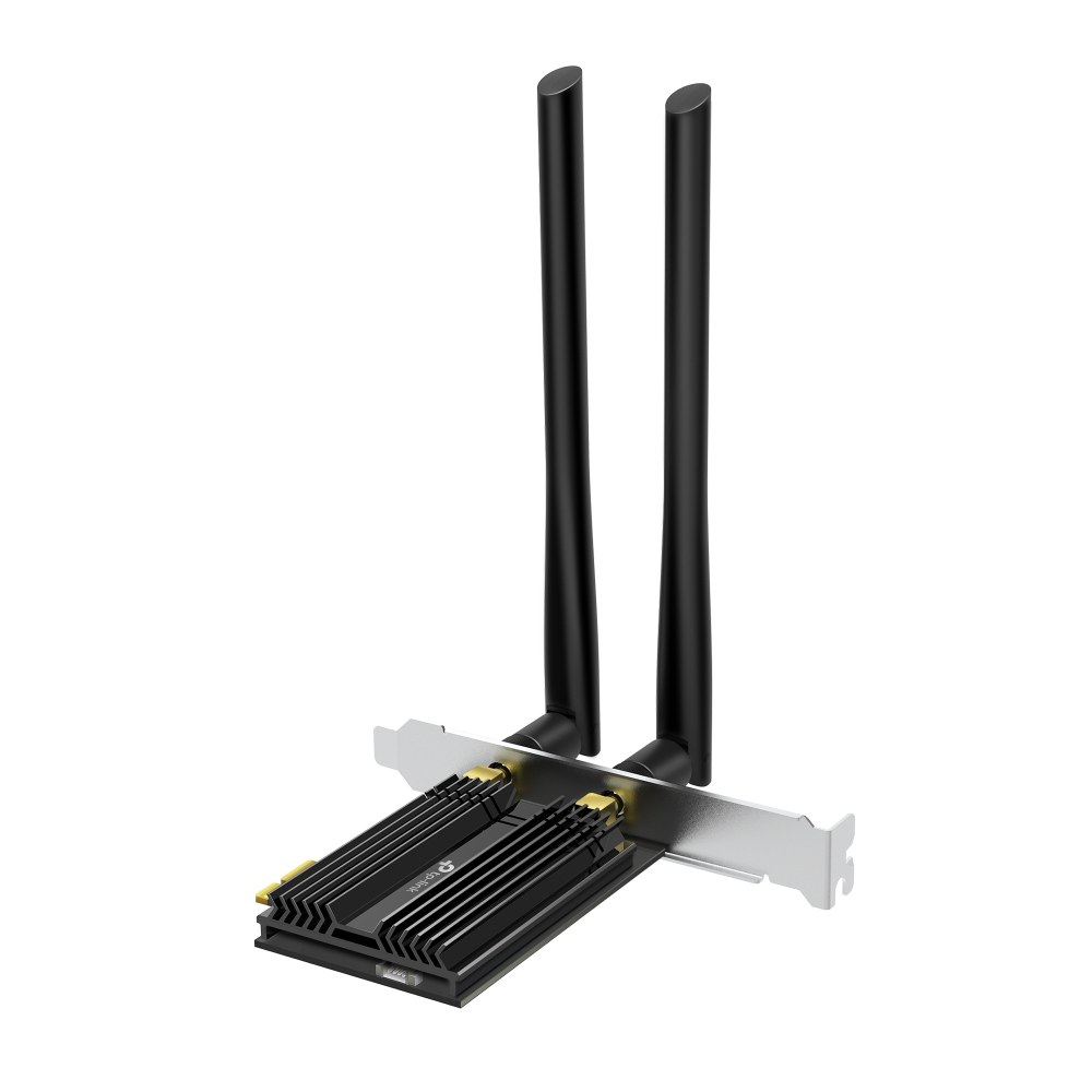 Фото Адаптер Tp-Link ARCHER TX50E 11AX 3000Mbps dual-band PCI-E adapter, 2402Mbps at 5G and 574Mbps at 2.4G, support Bluetooth 5.0, WPA2 encryption, two external Antennas.