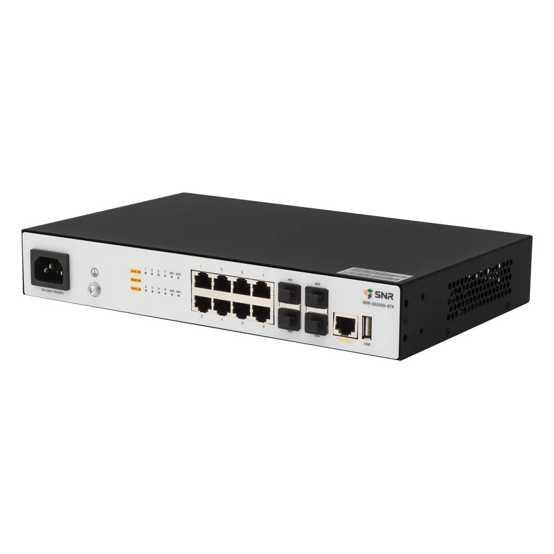 Фото Управляемый коммутатор уровня SNR 2+, 8 портов 10/100/1000Base-T, 4 порта 1/10G SFP+, встроенный БП ~220V AC