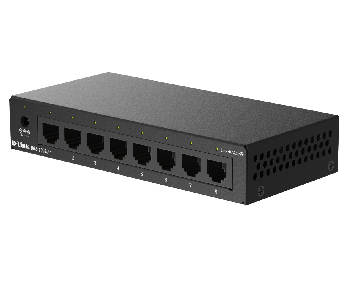 Фото Коммутатор D-Link DGS-1008D/R1A, 8x1000Base-T, корпус металл
