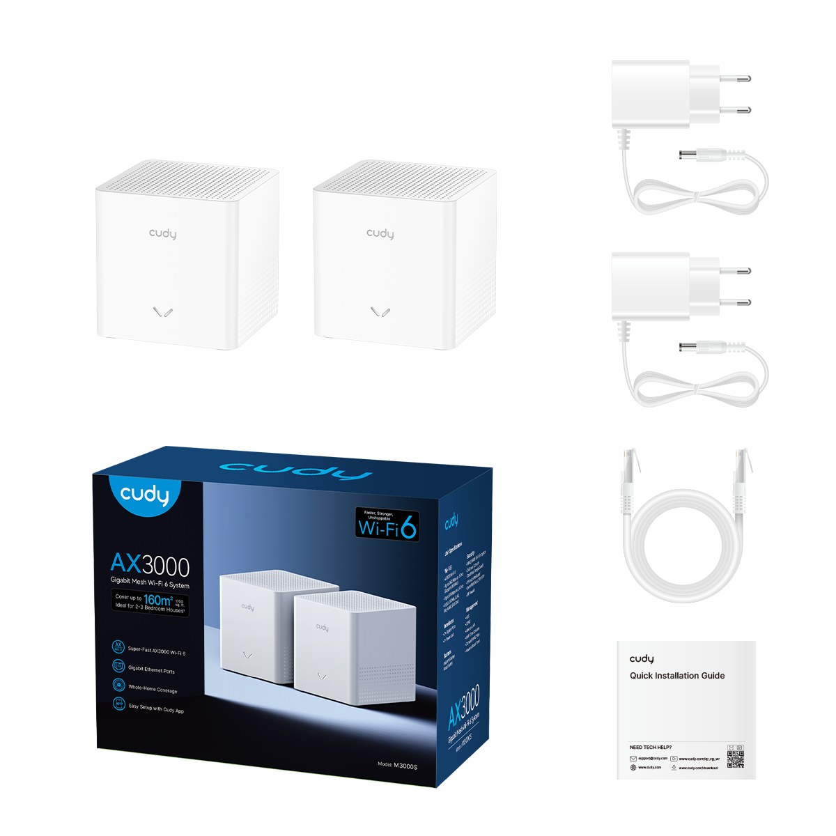 Фото Маршрутизатор CUDY M3000S(2-Pack) AX3000 Wi-Fi 6 Mesh Solution