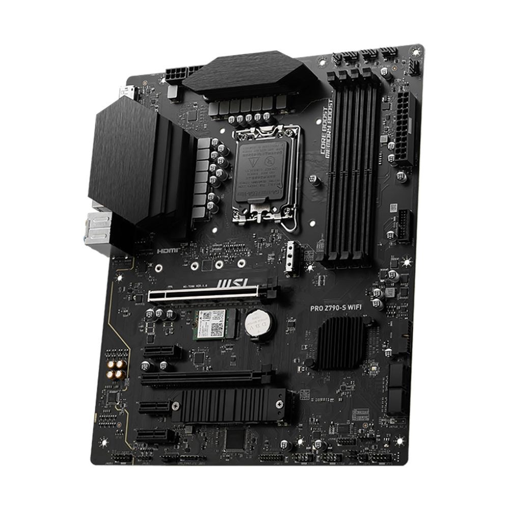 Фото Материнская плата MSI PRO Z790-S WIFI, LGA 1700, ATX, 4xDDR5, 1xPCIe 5.0 x16, 4xM.2, 4xSATA, 1xHDMI, 1xDP, 2.5 Gigabit Ethernet, 7.1 аудио