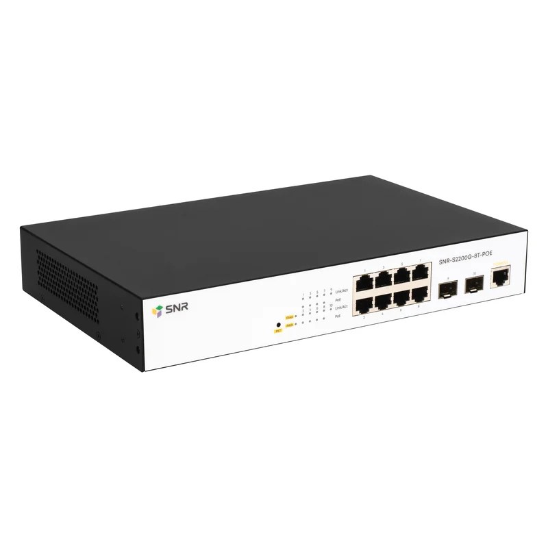 Фото Коммутатор SNR SNR-S2200G-8T-POE, 8×1 Гбит/с PoE + 2×1 Гбит/с SFP, управляемый