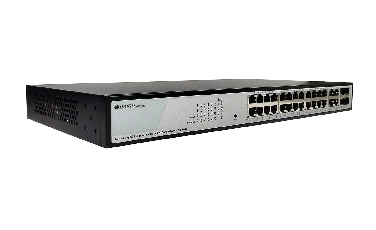 Фото Коммутатор Origo OS2328P/360W OS2328P/360W/A1A (L2) 24x1 Гбит/с 4xКомбо(1000BASE-T/SFP) 24PoE 360W настраиваемый