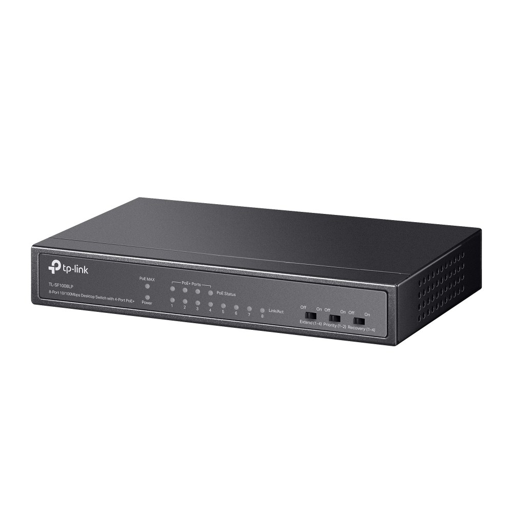 Фото Коммутатор TP-Link 8-Port 10/100Mbps Unmanaged Switch with 4-Port PoE, metal case, desktop mount, PoE budget 41W.